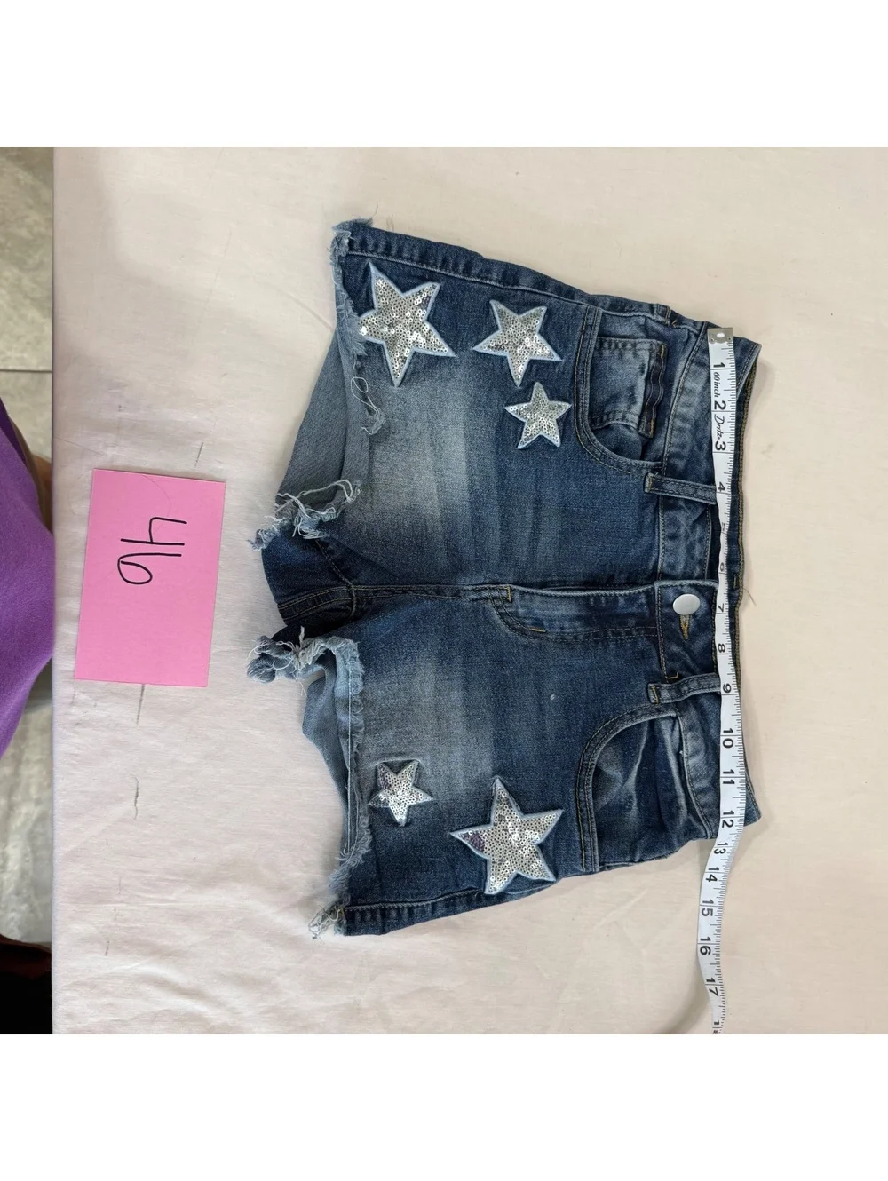 ROMWE Denim Shorts with Star Sequin Patches Junior Size Medium